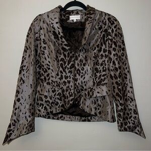 Anne Fontaine Virginie Leopard Zip Up Blazer/Jacket